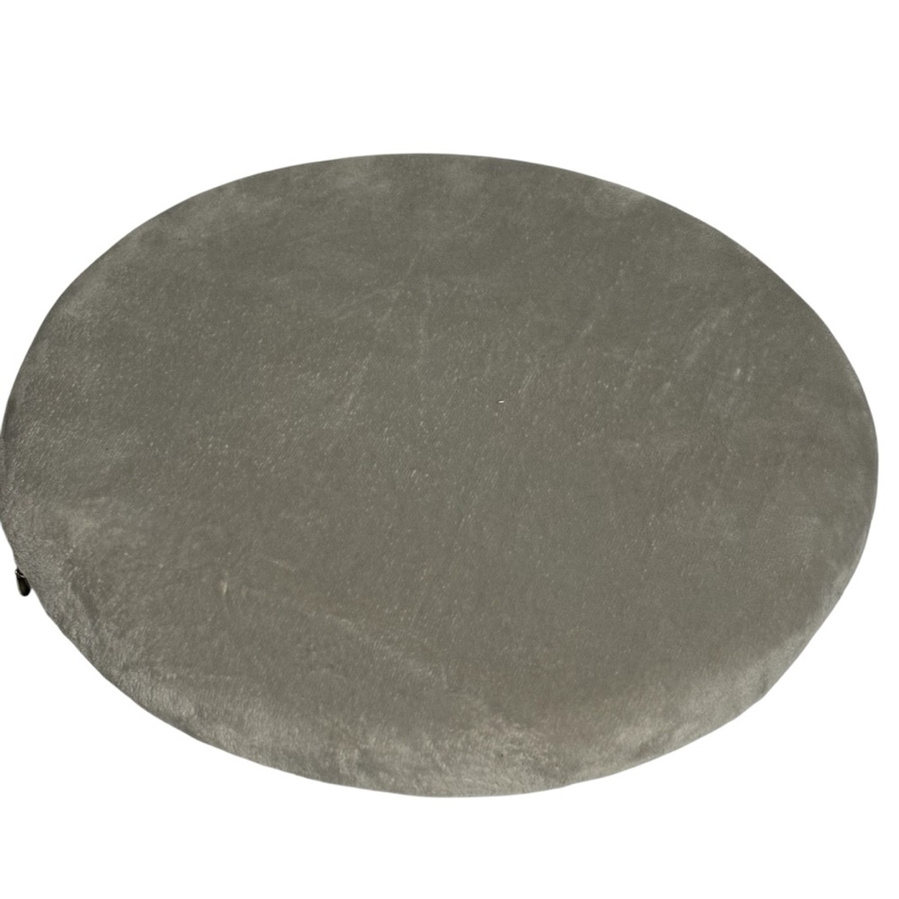 Round gray foam cushion non-slip 1.5-2” thick 15” zips closed velour NWOT